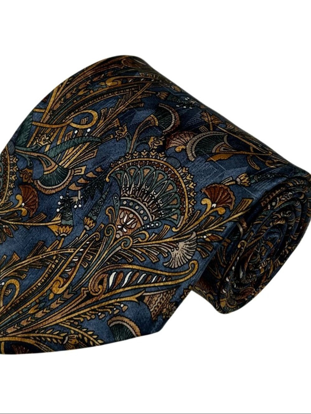 Ferrell Reed For Nordstrom Teal Blue Gold Silk Necktie Tie